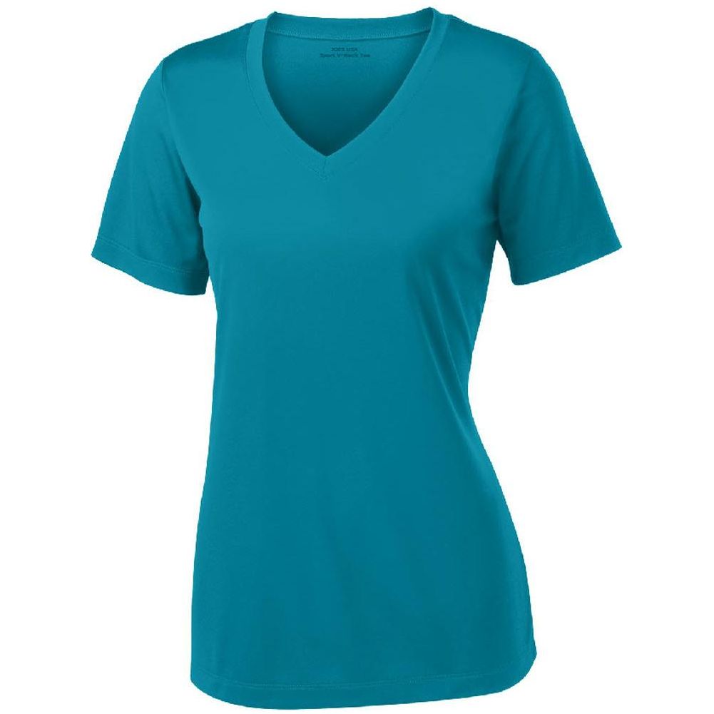 Women's Athletic All Sport V - Neck Tee Shirt in 15 Colors - Sizes XS - 4XL Tropic Blue X - Large Short Sleeve T-Shirts