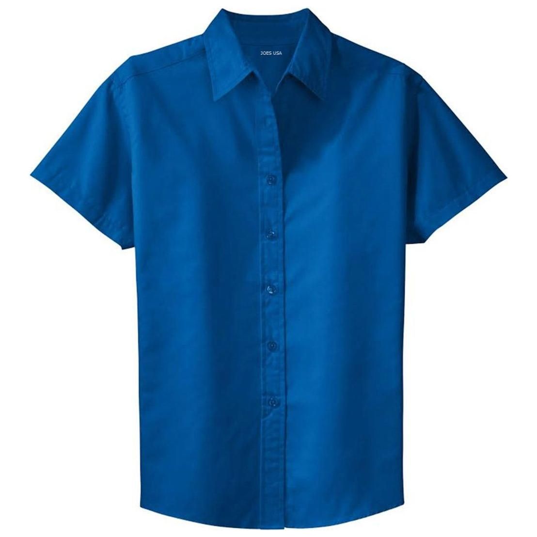 Womens Short Sleeve Wrinkle Resistant Easy Care Shirts Black / Light Stone X - Small