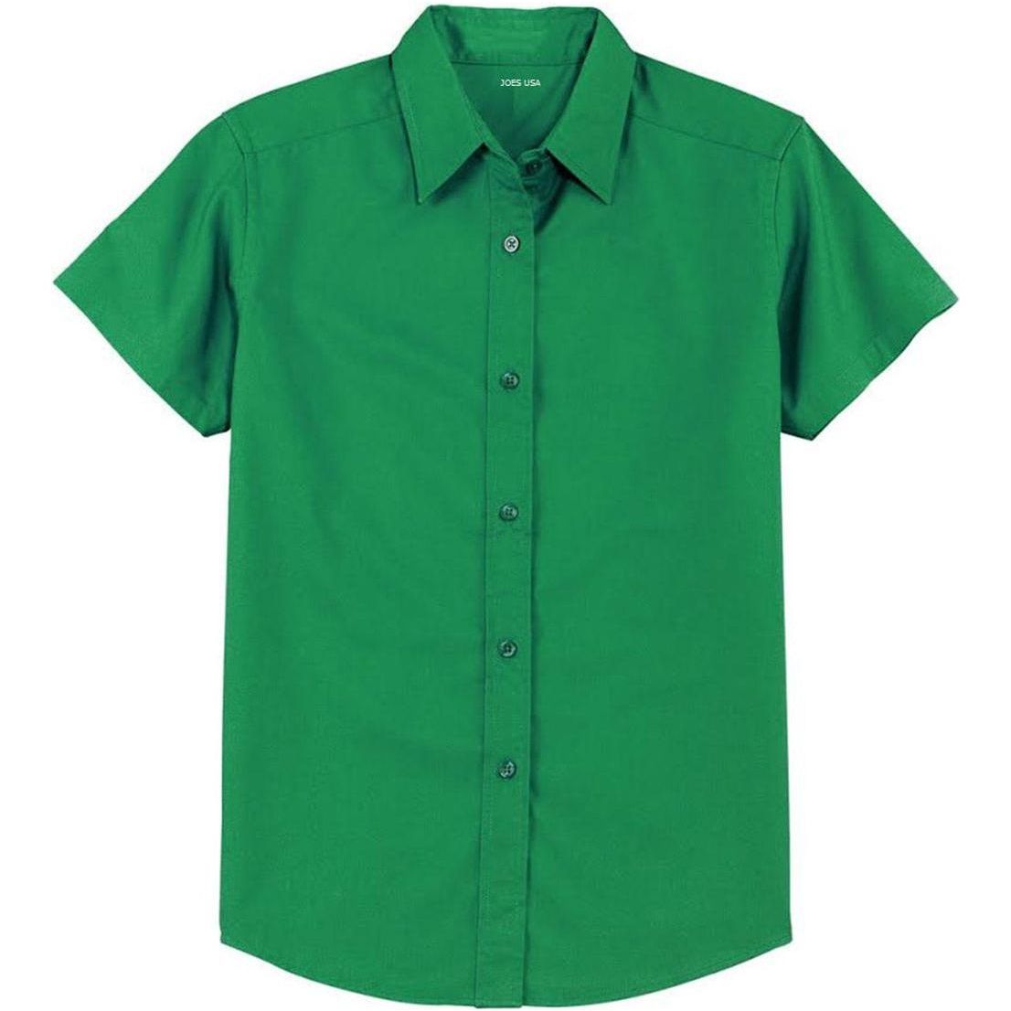 Womens Short Sleeve Wrinkle Resistant Easy Care Shirts Black / Light Stone X - Small