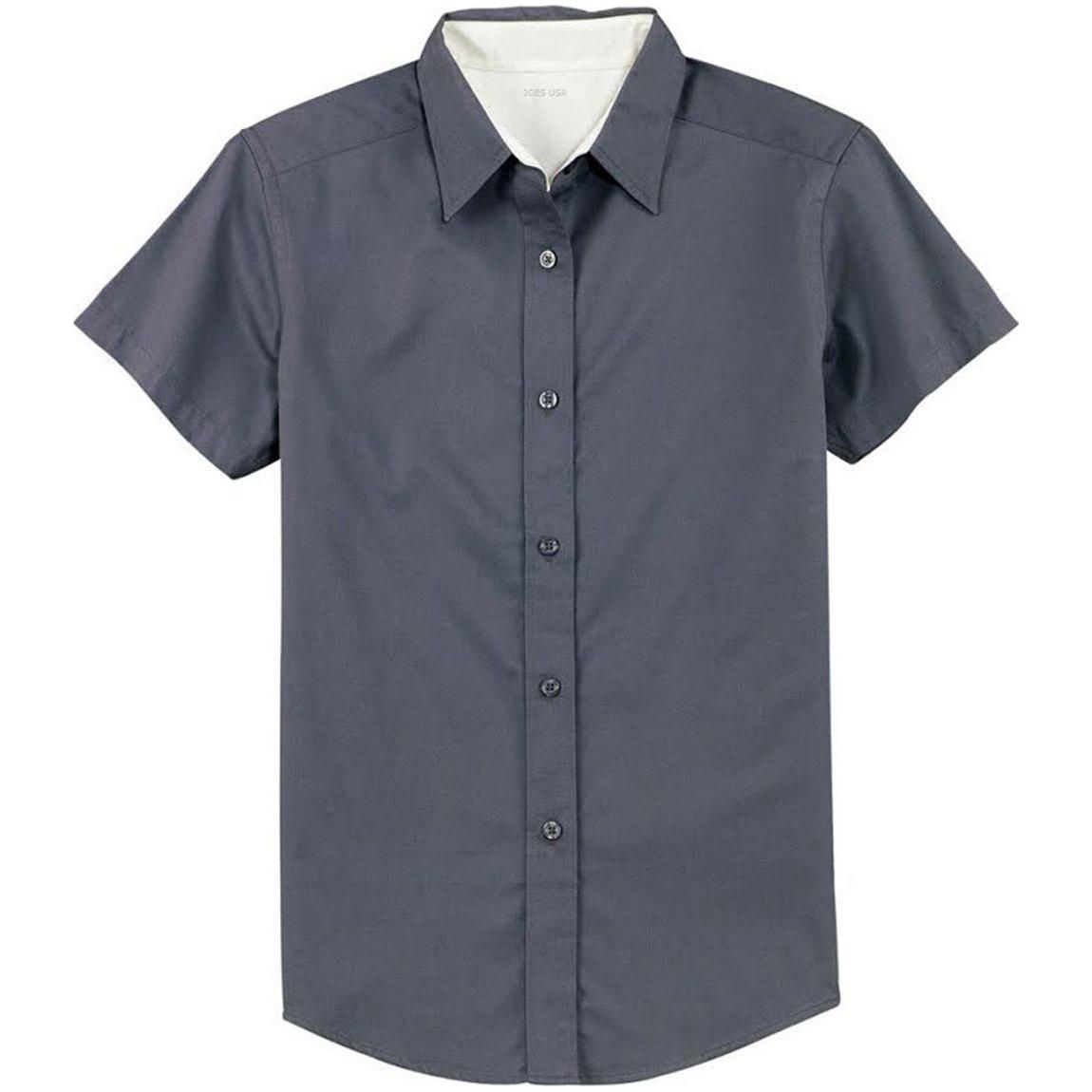 Womens Short Sleeve Wrinkle Resistant Easy Care Shirts - SteelGrey/LightStone Steel Grey / Light Stone X - Small Short Sleeve T-Shirts