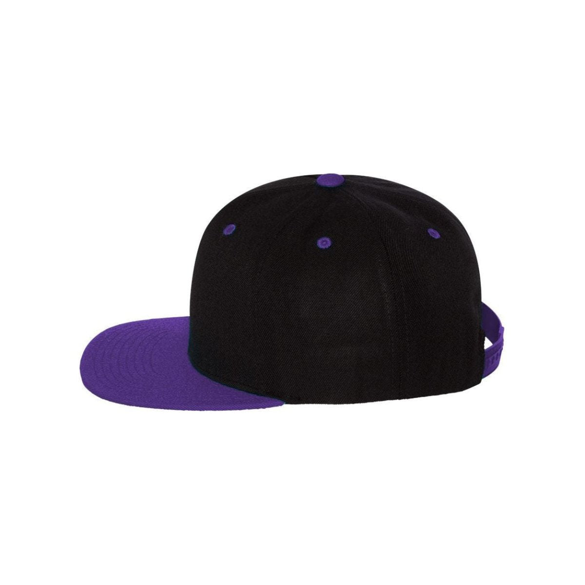 Wool Blend Flat Bill Snapback Cap Black/Purple Hats