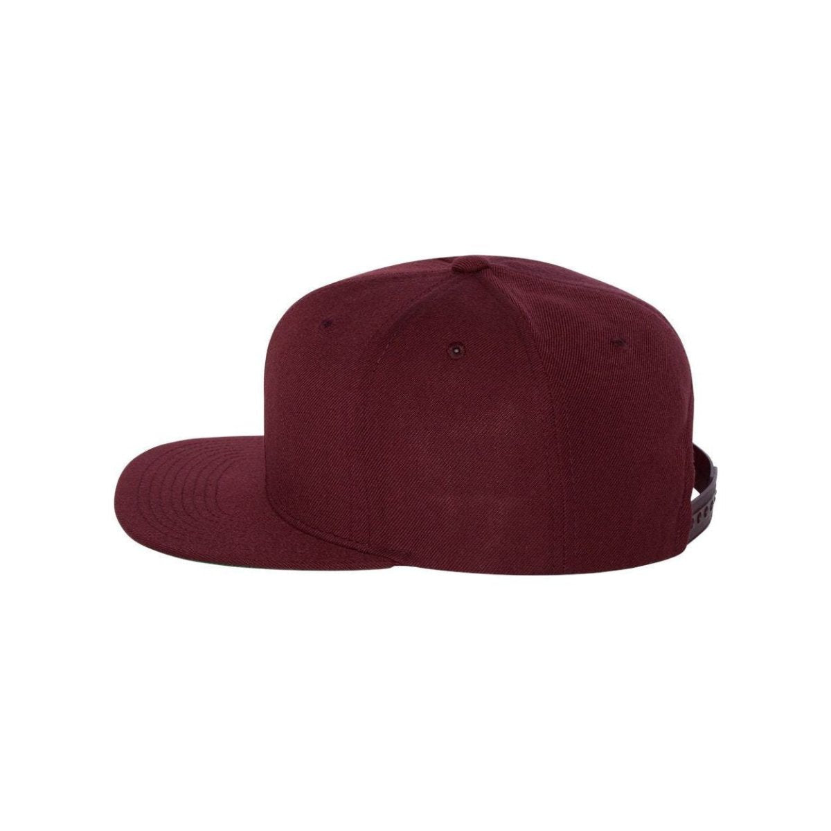 Wool Blend Flat Bill Snapback Cap Maroon Hats