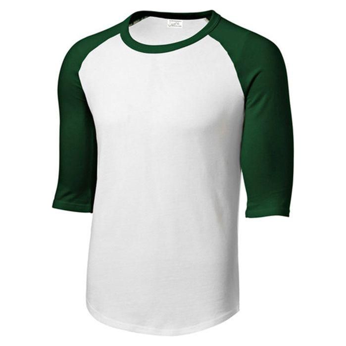 Youth 3/4 Sleeve Cotton Baseball Tee Shirts White/Forest Green Youth Small Short Sleeve T-Shirts