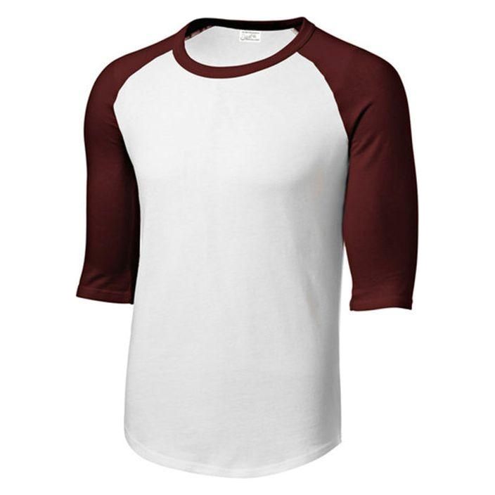 Youth 3/4 Sleeve Cotton Baseball Tee Shirts White/Maroon Youth Medium Short Sleeve T-Shirts