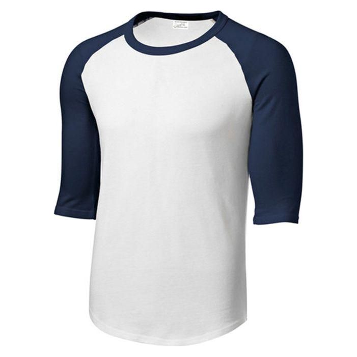 Youth 3/4 Sleeve Cotton Baseball Tee Shirts White/Navy Youth Small Short Sleeve T-Shirts