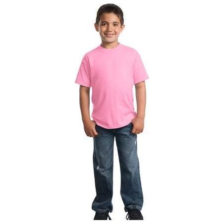 Youth 50/50 Cotton/Poly T-Shirt Candy Pink Youth X - Small Short Sleeve T-Shirts