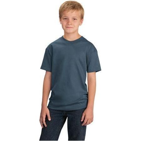 Youth 5.4 - oz 100% Cotton T-Shirt Youth X - Small Steel Blue Short Sleeve T-Shirts