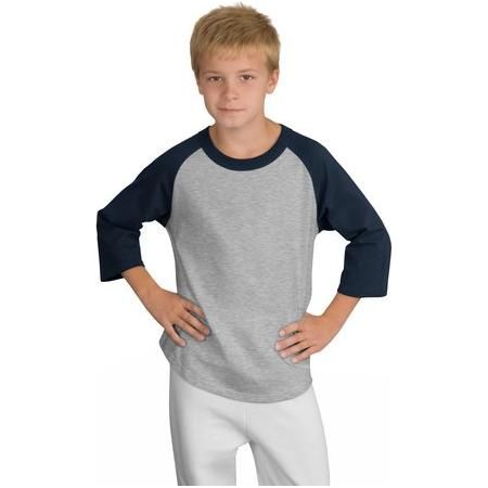 Youth Colorblock Raglan Jersey Heather Grey/Navy Youth X - Small