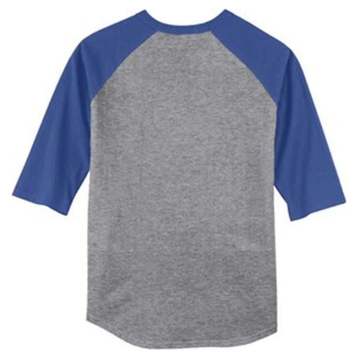 Youth Colorblock Raglan Jersey Heather Grey/Royal Blue Youth Small