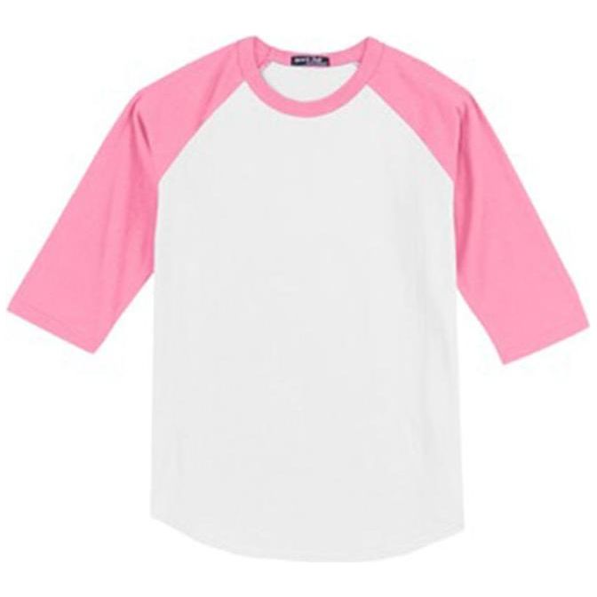 Youth Colorblock Raglan Jersey White/Bright Pink Youth Large