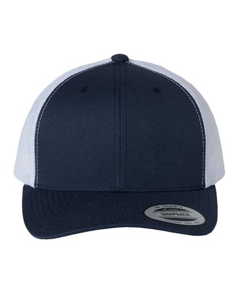 YP Classics 6606 Retro Trucker Cap | Wholesale Yupoong 6606 Retro Trucker Hat Navy/ White Adjustable Hats