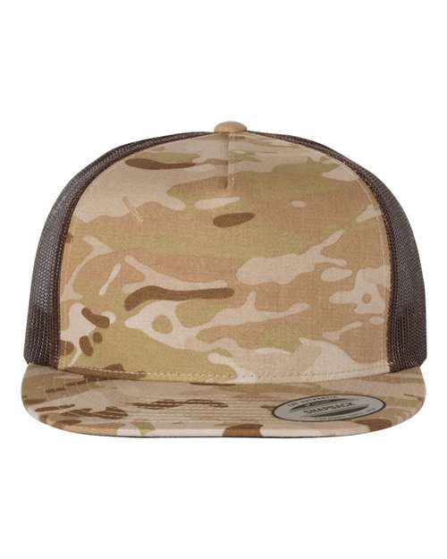 YP Classics Five - Panel Classic Trucker Cap - Yupoong 6006 Multicam Arid/ Brown Adjustable Hats