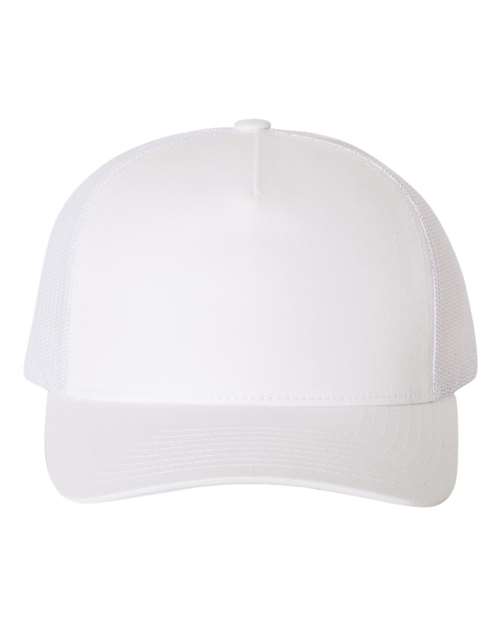 YP Classics Five - Panel Retro Trucker Cap - Yupoong 6506 White Adjustable Hats