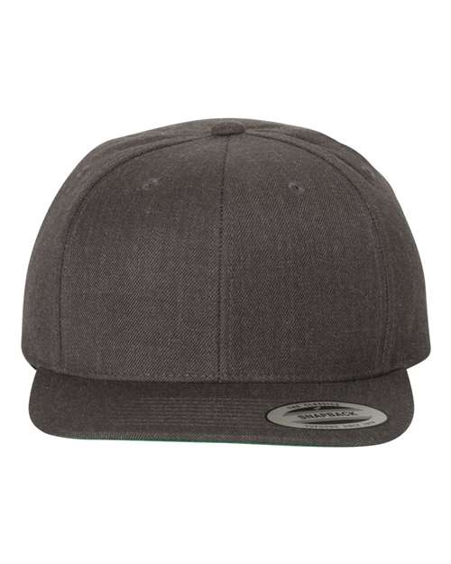 YP Classics Premium Flat Bill Snapback Cap - Yupoong 6089M Dark Heather Adjustable Hats