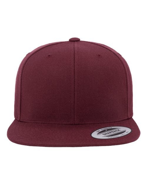 YP Classics Premium Flat Bill Snapback Cap - Yupoong 6089M Maroon Adjustable Hats