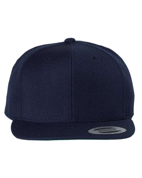 YP Classics Premium Flat Bill Snapback Cap - Yupoong 6089M Navy Adjustable Hats