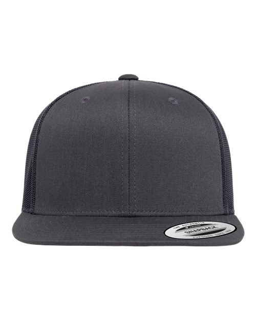 YP Classics Retro High Profile Trucker Cap - Yupoong 6609 Charcoal Adjustable Hats