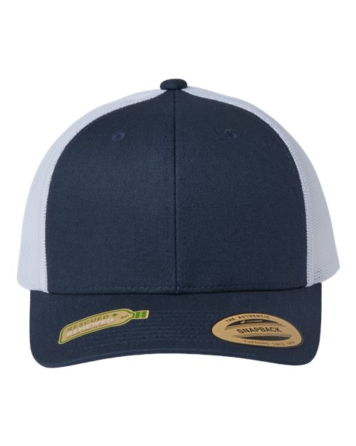 YP Classics Sustainable Retro Trucker Cap - Yupoong 6606R Navy/ White Adjustable Hats