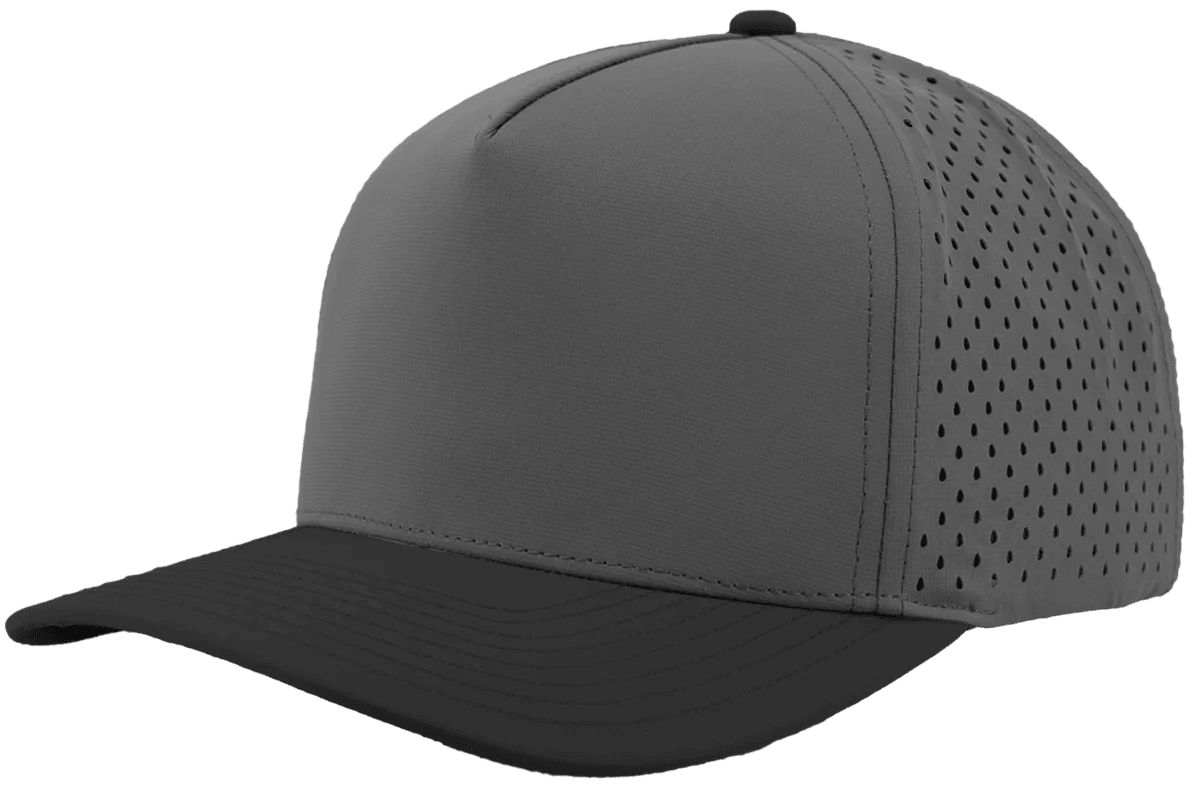 Zapped Headwear BLACKHAWK 5 - Panel Snapback Hat | Wholesale Performance Caps Grey - Black bill Adjustable Hats