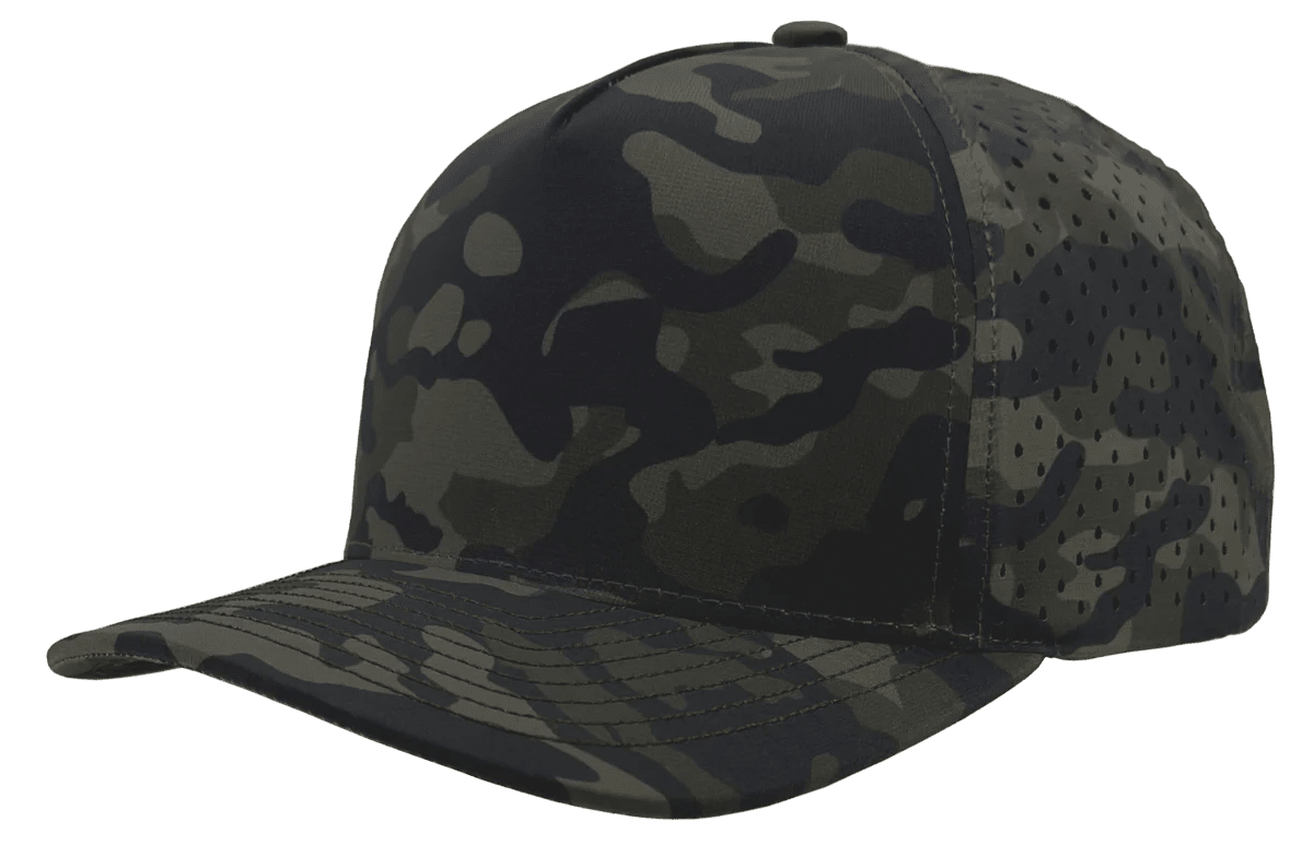 Zapped Headwear BLACKHAWK 5 - Panel Snapback Hat | Wholesale Performance Caps Olive Camo Adjustable Hats