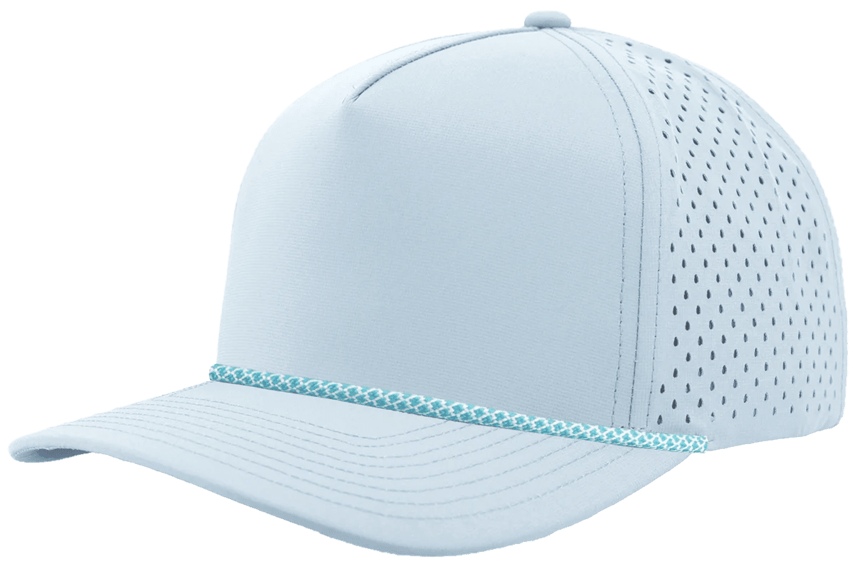 Zapped Headwear BLACKHAWK R+ 5 - Panel Rope Snapback Hat Colombia Blue - Blue/White Chainlink Adjustable Hats