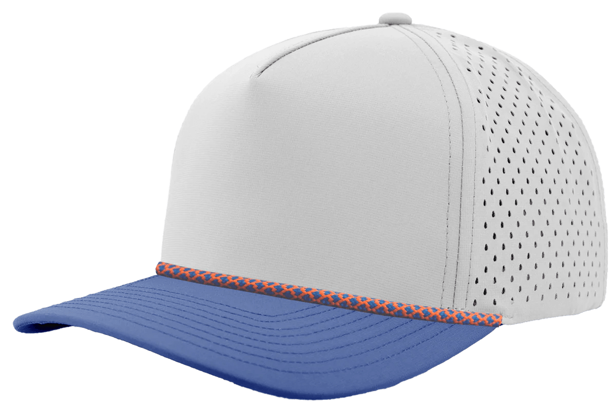 Zapped Headwear BLACKHAWK R+ 5 - Panel Rope Snapback Hat Off White - Blue Bill - Blue/Orange Chainlink Adjustable Hats