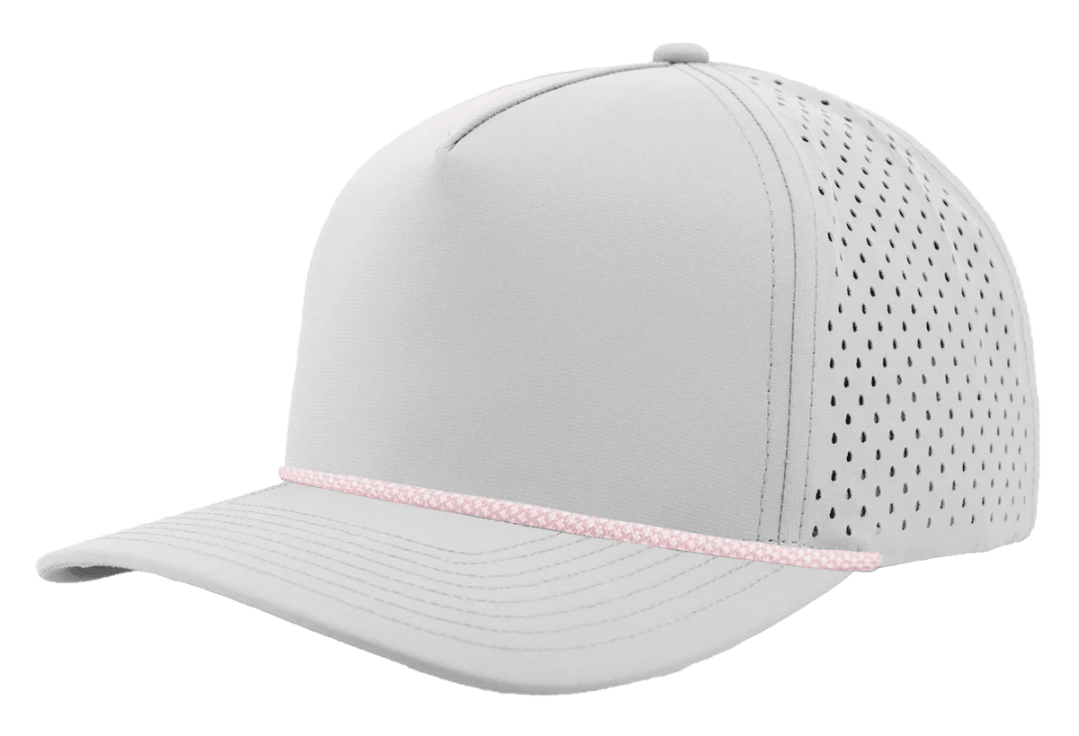 Zapped Headwear BLACKHAWK R+ 5 - Panel Rope Snapback Hat Off White - Pink Chainlink Rope Adjustable Hats