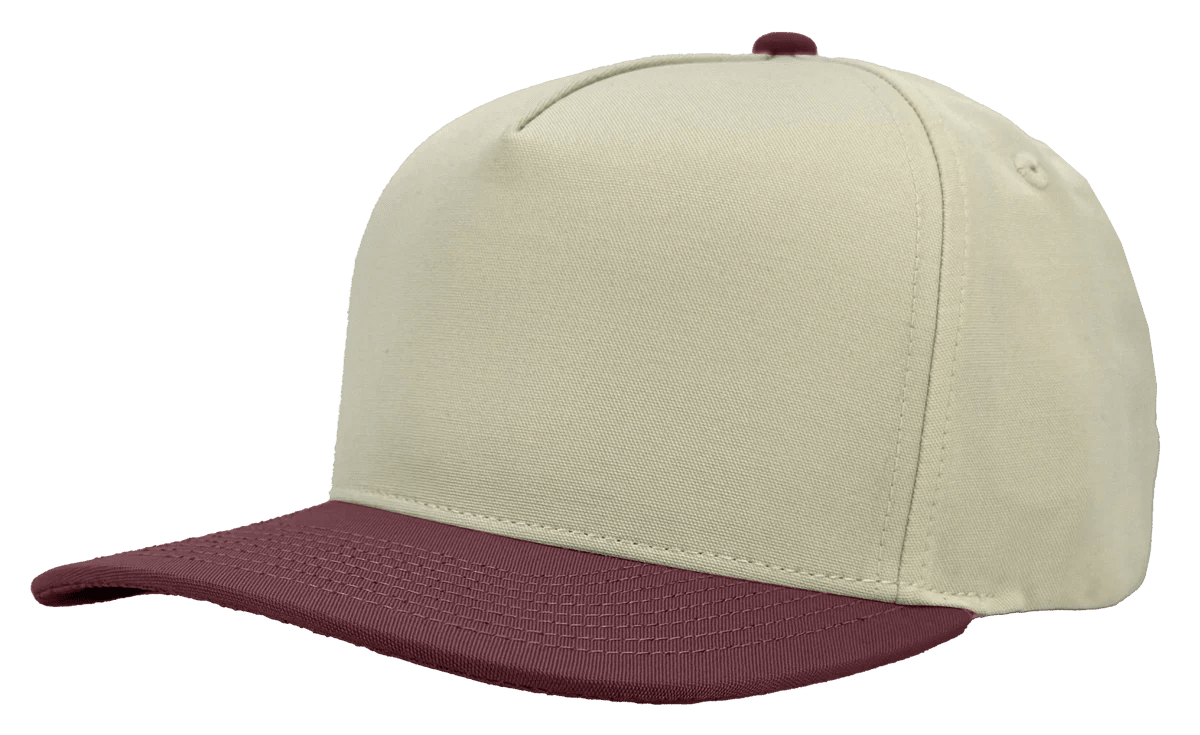 Zapped Headwear PATRIOT 5 - Panel Classic Snapback Hat | Wholesale Canvas Caps Vintage White/ Maroon Adjustable 5 - Panel Caps