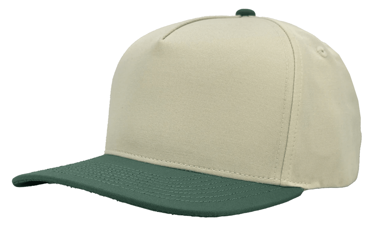 Zapped Headwear PATRIOT 5 - Panel Classic Snapback Hat | Wholesale Canvas Caps Vintage White/ Masters Green Adjustable 5 - Panel Caps