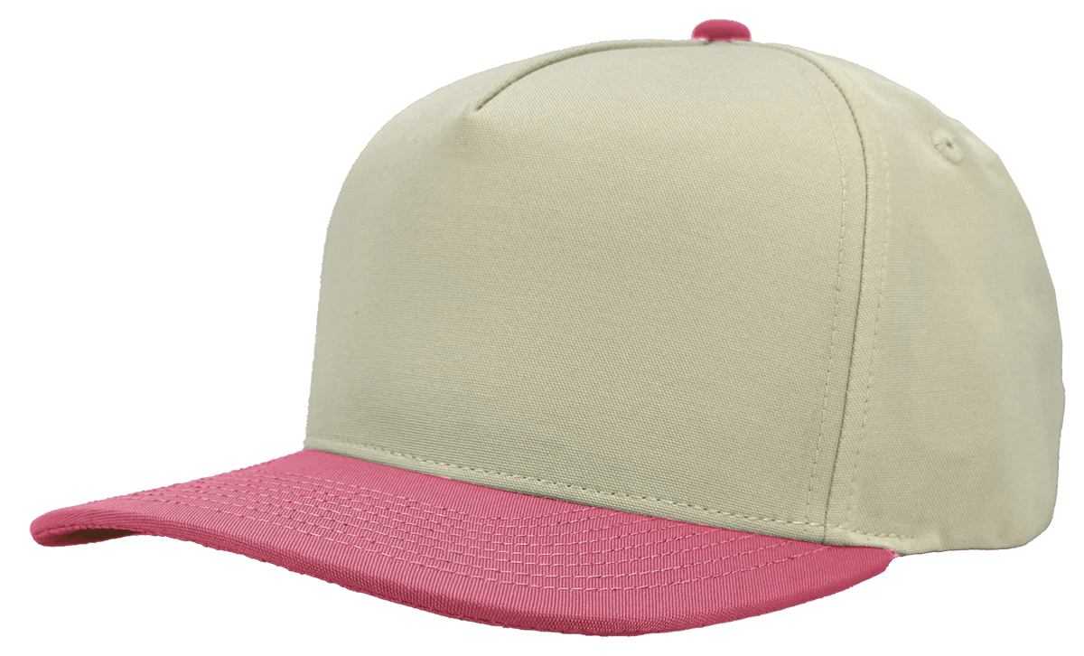 Zapped Headwear PATRIOT 5 - Panel Classic Snapback Hat | Wholesale Canvas Caps Vintage White/ Pink Adjustable 5 - Panel Caps