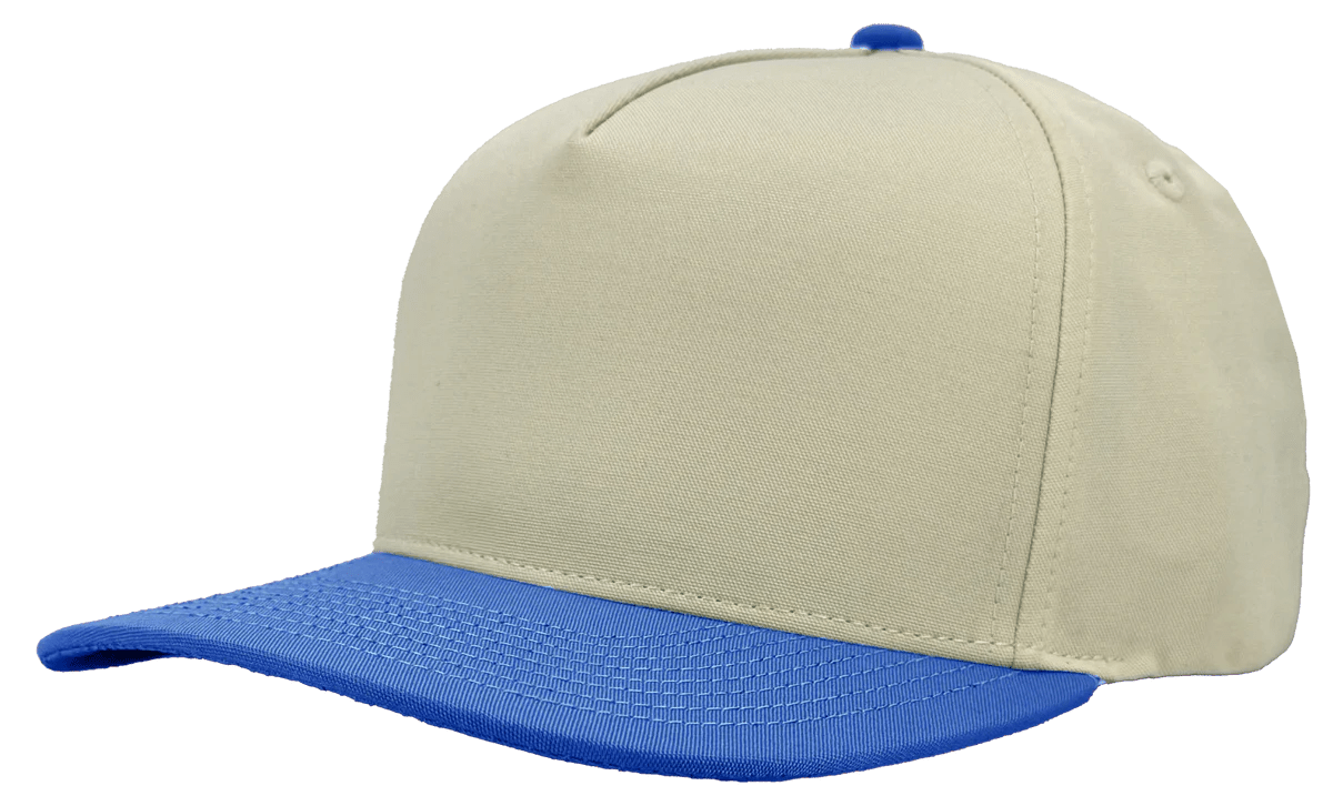 Zapped Headwear PATRIOT 5 - Panel Classic Snapback Hat | Wholesale Canvas Caps Vintage White/ Royal Blue Adjustable 5 - Panel Caps
