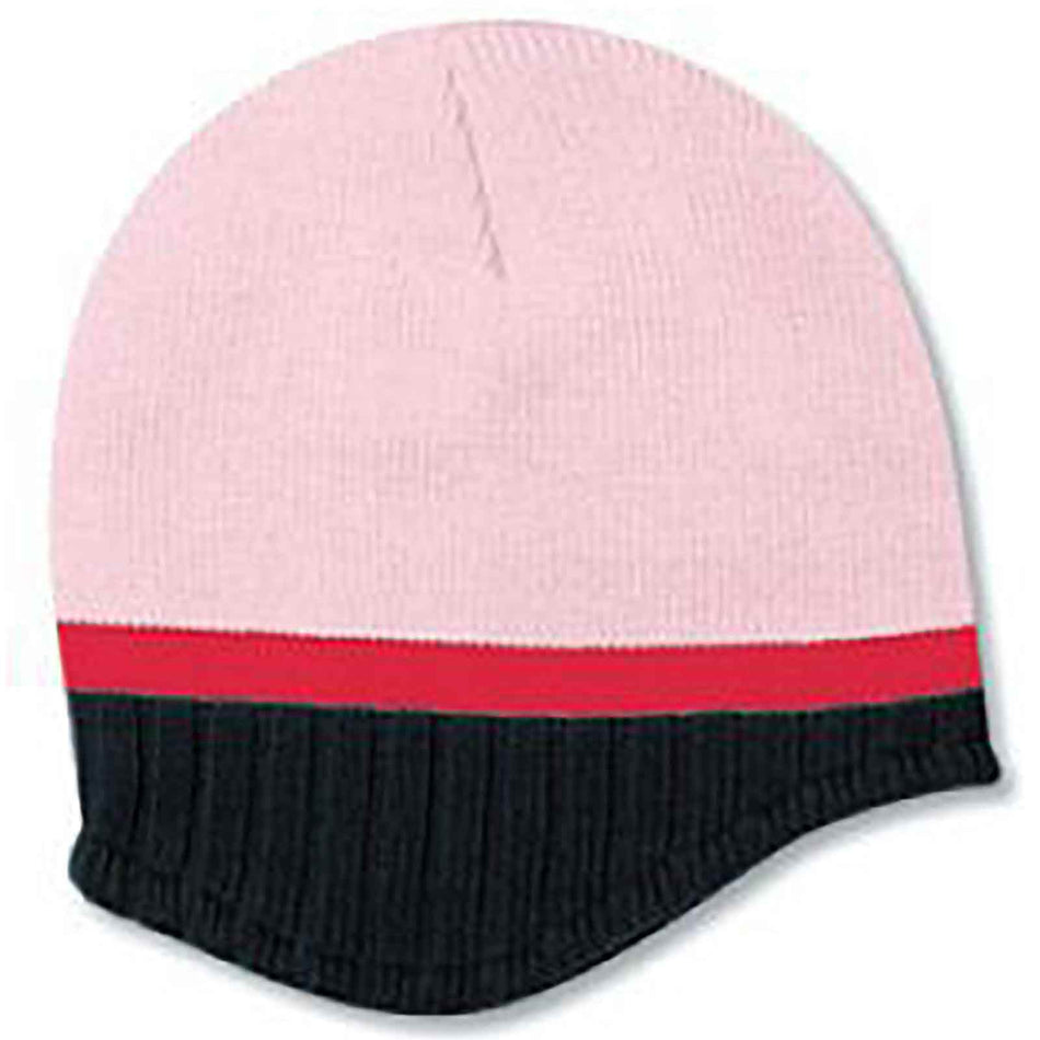 OTTO CAP Beanie with Trim and Fleece Lining OTTO 100-632 Otto Cap 120342 - S.Pnk/Blk/H.Pnk OSFM - Adult