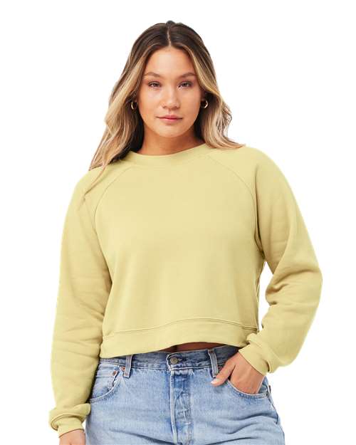 Bella + Canvas 7505 Women's Crop Raglan Fleece Crewneck Sweatshirt