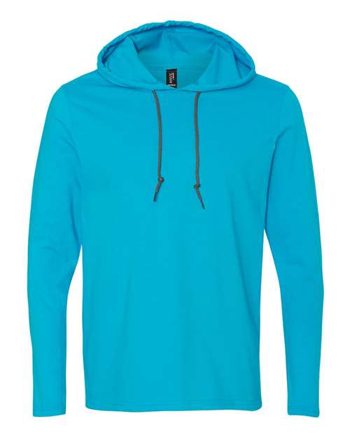 Gildan 987 Unisex Softstyle Lightweight Hooded Long Sleeve T-Shirt