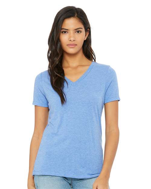 BELLA + CANVAS Women's Relaxed Triblend Short Sleeve V-Neck Tee - BELLA + CANVAS 6415 BELLA + CANVAS Blue Triblend S