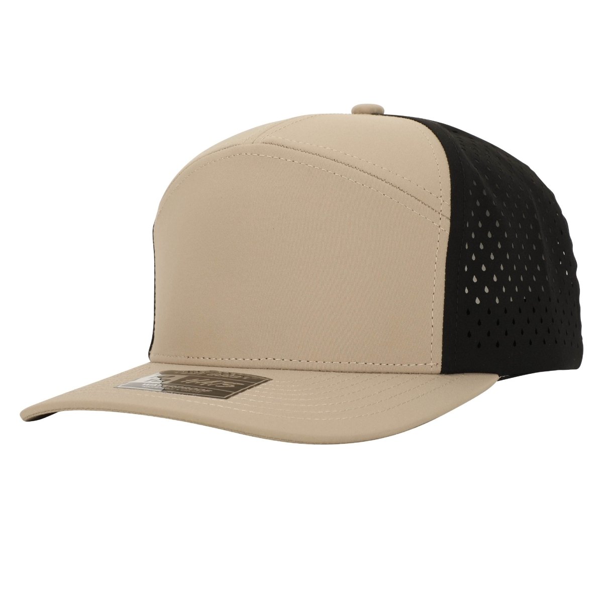 1010 Hats 617 7 - Panel Dryfit Performance Hat KHAKI/BLACK Adjustable Hats