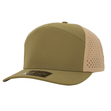 1010 Hats 617 7 - Panel Dryfit Performance Hat OLIVE GREEN/TAN Adjustable Hats