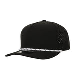 1010 Hats R615 5 - Panel Rope Dryfit Performance Hat BLACK R: WHITE/BLACK Adjustable Hats
