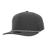 1010 Hats R615 5 - Panel Rope Dryfit Performance Hat DARK GRAY R: LIGHT GRAY/WHITE Adjustable Hats