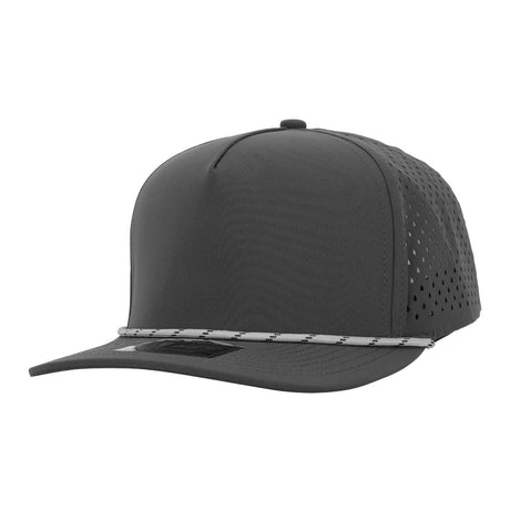 1010 Hats R615 5 - Panel Rope Dryfit Performance Hat DARK GRAY R: LIGHT GRAY/WHITE Adjustable Hats