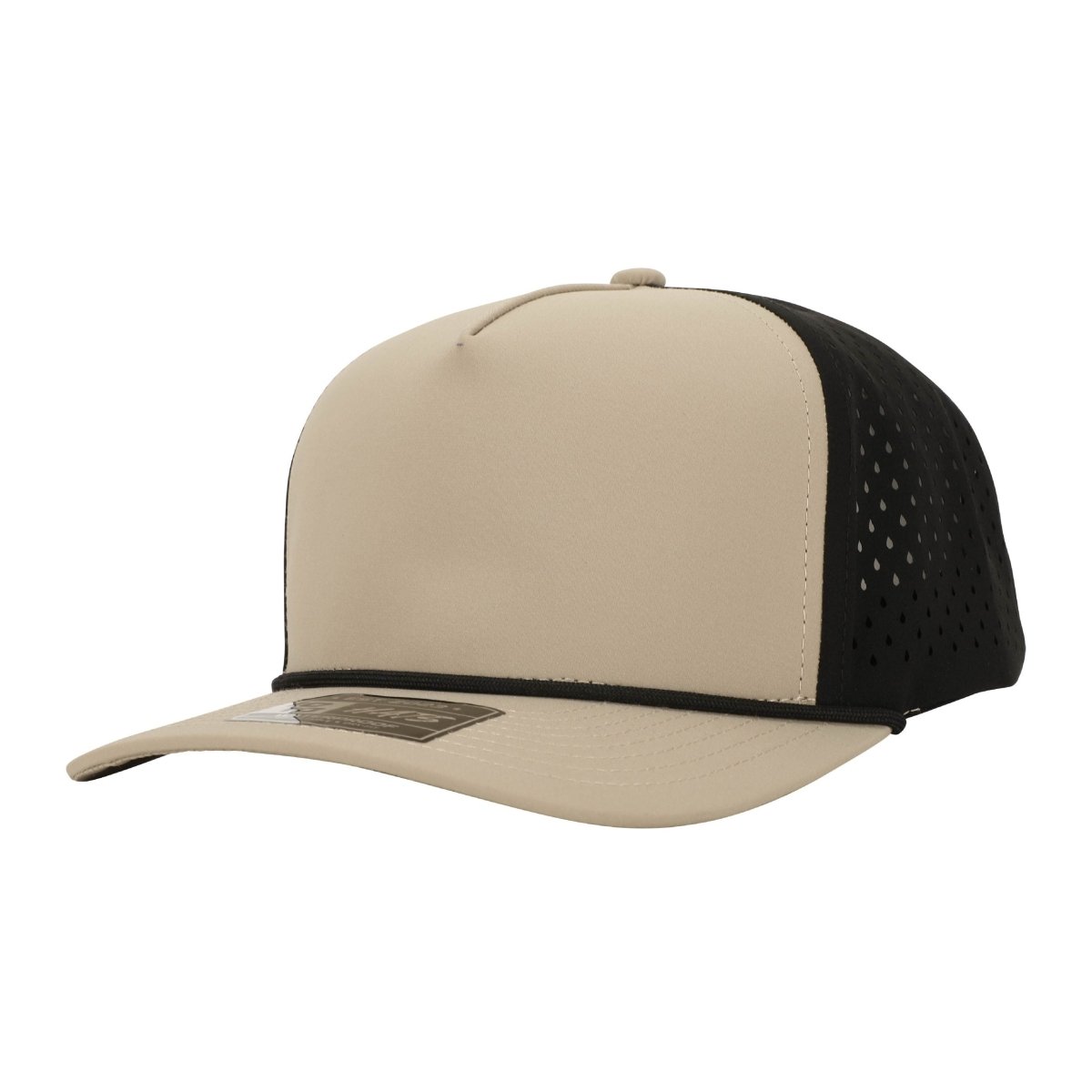 1010 Hats R615 5 - Panel Rope Dryfit Performance Hat KHAKI/BLACK R: BLACK Adjustable Hats