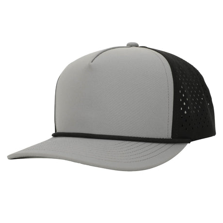 1010 Hats R615 5 - Panel Rope Dryfit Performance Hat LIGHT GRAY/BLACK R: BLACK Adjustable Hats