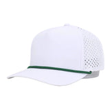 1010 Hats R615 5 - Panel Rope Dryfit Performance Hat WHITE R: GREEN Adjustable Hats