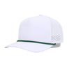 1010 Hats R615 5 - Panel Rope Dryfit Performance Hat WHITE R: GREEN Adjustable Hats