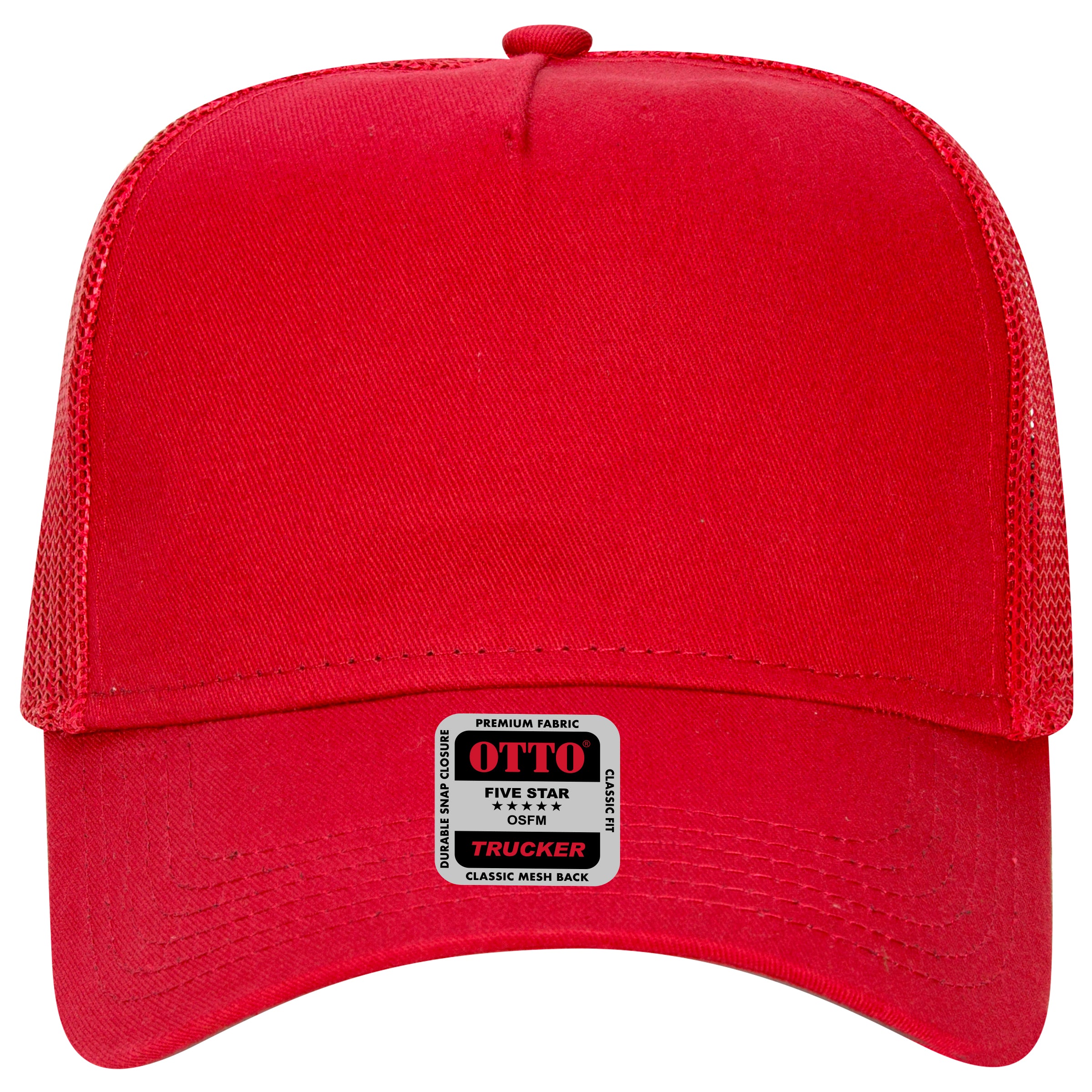 OTTO CAP 5 Panel Low Profile Mesh Back Trucker Hat OTTO 102-664 Otto Cap 002 - Red OSFM - Adult