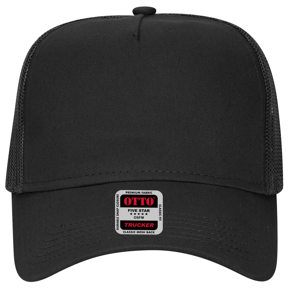 OTTO CAP 5 Panel Low Profile Mesh Back Trucker Hat OTTO 102-664 Otto Cap 003 - Black OSFM - Adult