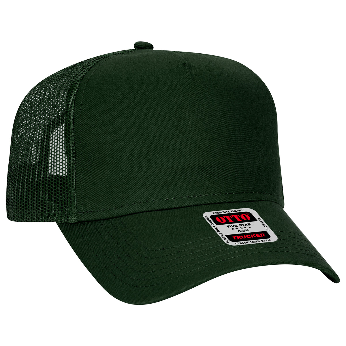 OTTO CAP 5 Panel Low Profile Mesh Back Trucker Hat OTTO 102-664 Otto Cap 017 - Dk. Green OSFM - Adult