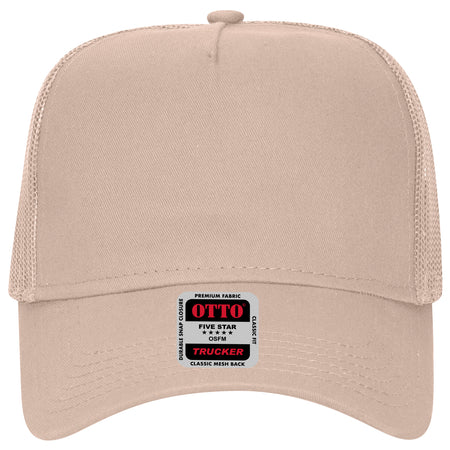 OTTO CAP 5 Panel Low Profile Mesh Back Trucker Hat OTTO 102-664 Otto Cap 032 - Khaki OSFM - Adult