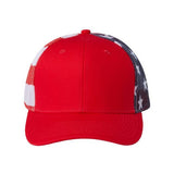 Kati Printed Mesh Trucker Cap - Kati S700M Kati Red/ USA Flag Adjustable