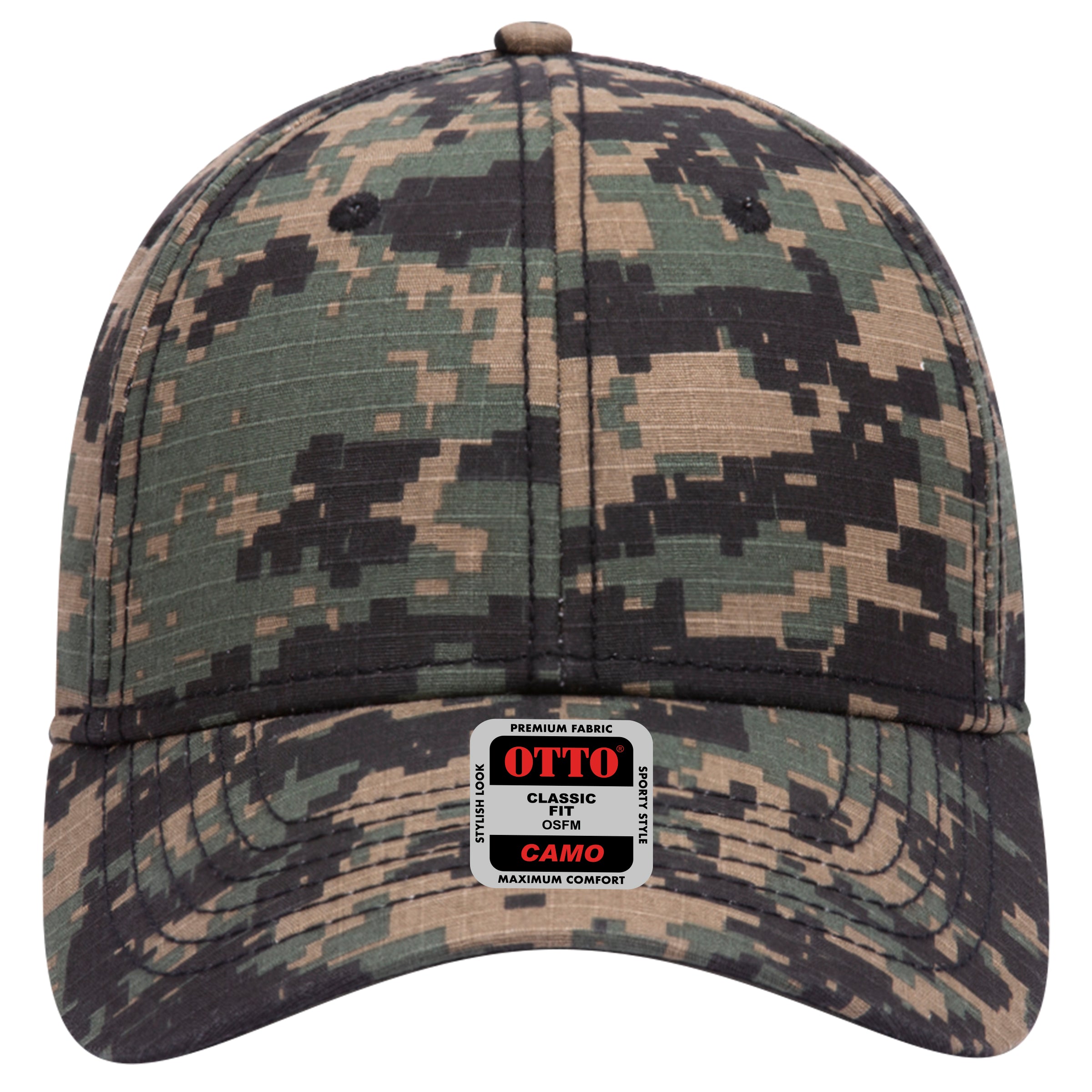 OTTO CAP Camouflage 6 Panel Low Profile Baseball Cap OTTO 103-713 Otto Cap 031753A - Blk/Dk.Grn/Dk.Kha OSFM - Adult